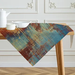 Tischdecke 85x85 cm Orange Bunt Modern Mittelläufer Kunst Gemälde Tischdecken Kurz Tisch Deko Abwaschbar Dekoration Aesthetic Tischdecke für Herbst Party Hochzeiten Feiertage Geburtstag
