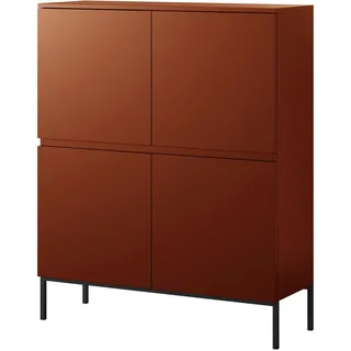 Selsey Highboard 100 x 122 cm Ziegelrot / Schwarz