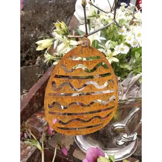 Edelrost Osterei Welle, zum Hängen