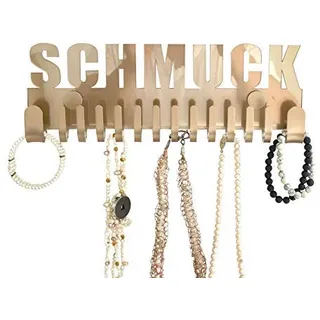 Schmuckhalter wand Design by GALEARA Kettenhalter mit Jewelry Schriftzug Schmuckaufbewahrung (Mika Schmuck Gold)