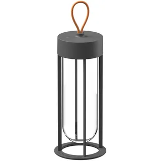 Flos Bodenleuchte In Vitro Unplugged 3000K für den Außenbereich LED Aluminium Anthrazit Wiederaufladbar, Maße: 13,2cm x 39,3cm, F018E31K030