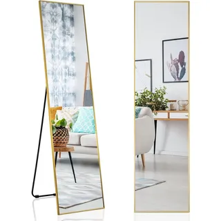 Costway Ganzkörperspiegel 160 x 40 cm Gold