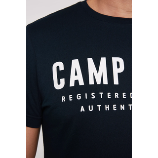 T-Shirt CAMP DAVID, Herren, Gr. XL, blau (blau navy), Single Jersey, Obermaterial: 100% Baumwolle, bedruckt, unifarben, normal hüftbedeckend, Rundhals, Shirts T-Shirt, mit Logo-Print auf der Vorderseite