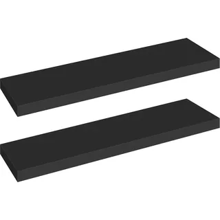 HOOBRO Wandregal, Schweberegal 2er-Set, stabile Wandboards, 80 x 20 x 3,8 cm Hängeregale, mit unsichtbaren Halterungen, für Bad, Schlafzimmer, Küche, Büro, Wohnzimmer, Schwarz EBK80BJP201