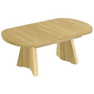 Venda Couchtisch , Eichefarben , Holz, Metall , Eiche , furniert , oval , 71x54-73x125-165.5 cm , ausziehbar, höhenverstellbar , Wohnzimmer, Wohnzimmertische, Couchtische, Höhenverstellbare Couchtische