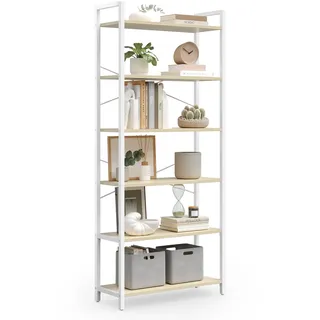 VASAGLE Bücherregal 30 x 64 x 185,5 cm naturbeige-mattweiß