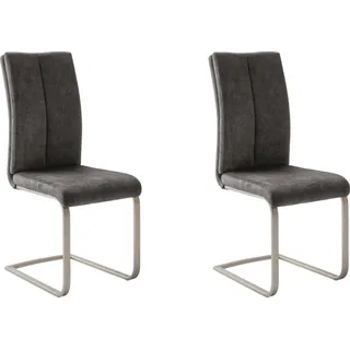 MCA Furniture Freischwinger »Hudson Schwingstuhl 4er Set« (Set) 4 Stk.Flachrohr, Vintage-Veloursoptik, mit Griff, belastbar 140 kg