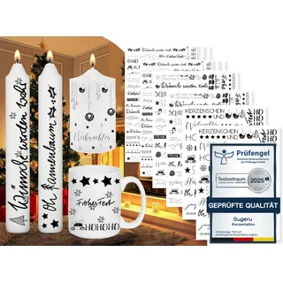 Sugeru 6 PCS Kerzentattoos Weihnachten (200+ Muster),Wassertransferdruck | DIY asserschiebefolie Kerzen | Kerzenaufkleber Weihnachts Sticker | Kerzen Dekorieren | Ostern,Adventskerze (Weihnachten A)