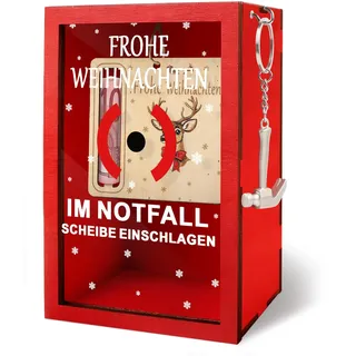 Anruzon Weihnachten Geschenke, Lustige Weihnachts-Notfallbox mit Hammer, Frohe Weihnachten Holzbox, Geldgeschenk, Christmas, Weihnachtsdeko, Kreative DIY-Geschenke