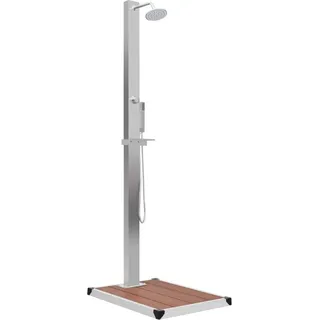 vidaXL Gartendusche mit Bodenelement WPC Edelstahl