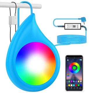 LyLmLe LED Poolbeleuchtung, 20W RGB Poolscheinwerfer mit Magnet für Stahlwandpools Framepools, IP68 Wasserdicht Dimmbar Farbwechselnde Unterwasser Poollicht mit APP-Kontrolle, 8m Kabel, 12V