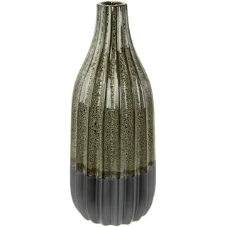I.GE.A. Dekovase »Vase aus Keramik, geriffelt, bauchig, matt glänzend« Flaschenform, Blumenvase, Tischdeko, Keramikvase, grau