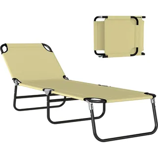 Outsunny Sonnenliege 120 x 60 x 30 cm Cremeweiß