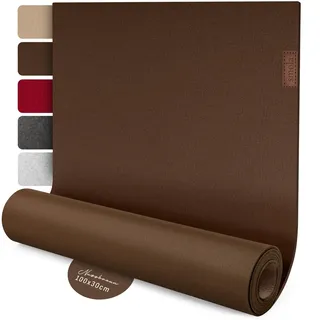 smøla Design Tischläufer Braun aus Filz I 100x30 cm Tischband I Skandinavischer Filzläufer Abwaschbar mit Leder Label I Tischdeko Tischläufer modern Nussbraun