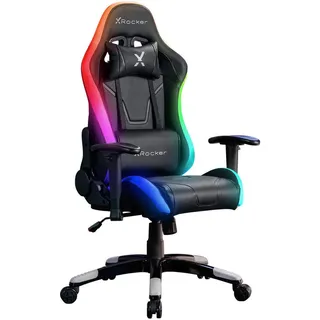 X Rocker Gamingstuhl , Schwarz , Kunststoff, Textil , Sternfuß , 55x113x62.5 cm , Wippfunktion, Sitzfläche 360° drehbar, abwischbar, Nackenkissen abnehmbar, Lendenkissen abnehmbar, ergonomische Rückenlehne, USB-Anschluss , Büromöbel, Bürostühle, Gaming-Sessel