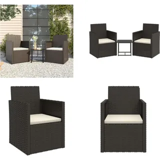 vidaXL 3 tlg. Garten Sofagarnitur mit Kissen Schwarz Poly Rattan - Gartensofa-Set - Gartensofa-Sets - Outdoor-Sofa-Set - Outdoor-Lounge-Set - Schwarz
