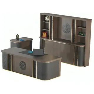 Arbeitszimmer-Set 4tlg Bürotisch Bücherregal Sideboard Kommode Braun - Braun, Schwarz