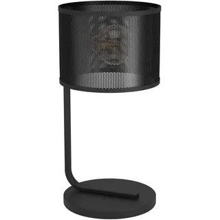 EGLO Tischlampe Manby, Nachttischlampe im Industrial Design, Tischleuchte aus Metall in Schwarz, Gitter Lampe für Wohnzimmer und Schlafzimmer, E27 Fassung