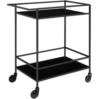 Servierwagen , Schwarz , Holzwerkstoff, Metall , 40x79x68 cm , einfacher Aufbau , Esszimmer, Barmöbel, Barwagen