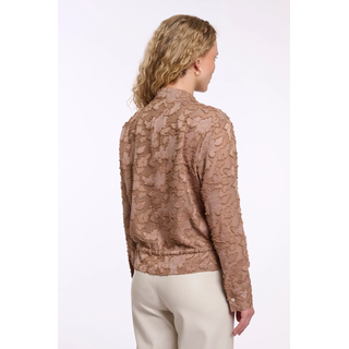 Blouson RINO & PELLE "PRIORI", Damen, Gr. 42, rosy braun, Web, Obermaterial: 100% Polyester, unifarben, lässig geschnitten hüftbedeckend, V-Ausschnitt, Jacken Blouson, mit Häkeldetails und Reißverschluss