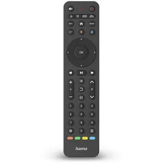 Hama Universalfernbedienung TV, für 8 Geräte (Infrarot, smarte Tasten, lernfähig, 10m Reichweite, ideal z.B. für TV, DVD Player, Videorekorder, Receiver, Set Top Boxen) schwarz