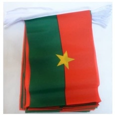 AZ FLAG FAHNENKETTE Burkina FASO 6 Meter mit 20 flaggen 21x14cm - Burkina FASO Girlande Flaggenkette 14 x 21 cm