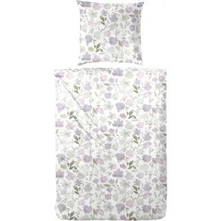 Primera Perkal Blumen Lila 155 x 220 cm + 2 x 80 x 80 cm
