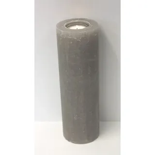 Rustic Kerzen Taupe 30 x 10 cm, mit Teelichteinsatz incl. Teelicht und Teelichtglas, Kerze zum verzieren von Taufkerzen, Hochzeitskerzen