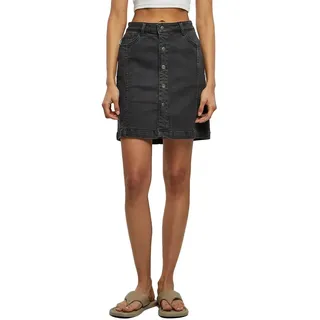 Urban Classics Organic Stretch Button Denim Jeansrock - Black Washed - 26