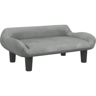 Kindersofa Hellgrau 70x40x24 cm Samt - Grau, Hellgrau