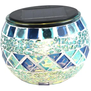 Solar Mosaik Gartenleuchte aus Glas Blau Weihnachten Party | Solarbetriebene Dekoleuchte, Design, für Garten und Terrasse, Stimmungsvolle Außenbeleuchtung