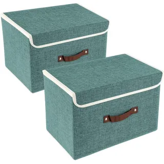 Faltbare Aufbewahrungsbox mit Deckel 38x25x25 cm 2-Stück Aqua Deep