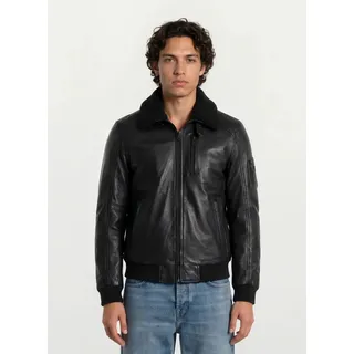 Lederjacke TRUEPRODIGY "Blaze Pilotenjacke mit Kunstpelzkragen und Rippbündchen", Herren, Gr. XL, schwarz, Obermaterial: 100% Schafsleder sheepskin., regular fit, Jacken Lederjacke