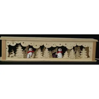 Schwibbogenerhöhungen beleuchtet mit Schneemänner ( Farbig) b x h= 52x10cm NEU