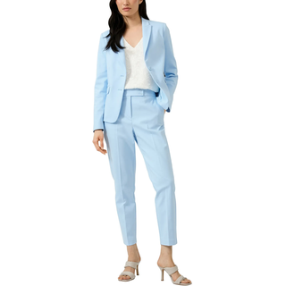 Jackenblazer S.OLIVER BLACK LABEL, Damen, Gr. 40, light blau, Web, Obermaterial: 50% Polyester, 47% Baumwolle, 3% Elasthan, unifarben, slim fit normal, gerader Abschluss, Blazer Jackenblazer, mit Taschen