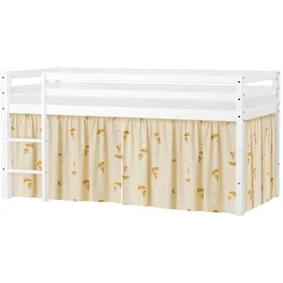 Hoppekids Spielbett "ECO Dream - Flexibles umbaubares Hochbett aus Massivholz" Vorhang aus 100% Baumwolle, Made in Europe, Höhe 105 cm, gelb