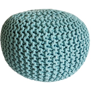 kreatives Wohnen Pouf Ø 45 cm Sitzpouf Sitzpuff Grobstrick-Optik Pouf Strick Bodenkissen Höhe 30 cm Mint Strickhocker