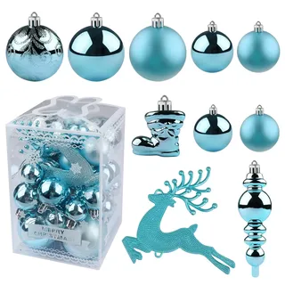 Kalolary Weihnachtskugeln Ornamente, 30 Stück Christbaumschmuck Glitzernd Weihnachtsbaum Bälle Hängende Kugel für Weihnachten Hochzeitsfest Festival DekorationBälle Weihnachts Dekorationen (Blau)
