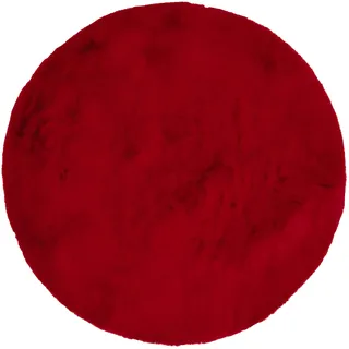 Hochflor-Teppich OCI DIE TEPPICHMARKE "ROCKY SOFT", rot, H:35mm Ø:120cm, Polyester, Teppiche, Hochflor-Teppich, Kunstfell, weich, kuschelig, maschinell gewebt, waschbar