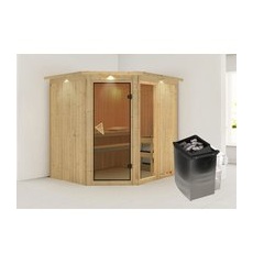 KARIBU Sauna »Paide 2«, inkl. 9 kW Saunaofen mit integrierter Steuerung, für 3 Personen - beige