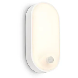 Briloner Ruch LED Wandlampe Aussen IP65 mit Bewegungsmelder, bis 6m Reichweite, 100 Grad Erfassung, Aussenlampe, Wandleuchte aussen, LED Strahler außen, Außenbeleuchtung, 22x10,5x6 cm, Weiß