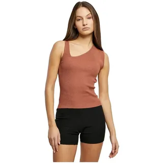 Urban Classics Rib Asymmetric ärmelloses T-shirt - Terracotta - 2XL