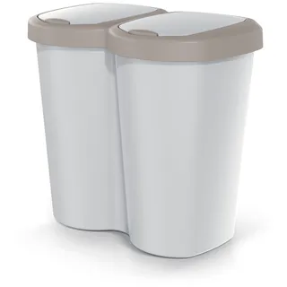 Abfallkorb Compacta B Duo braun/aschmir Fassungsvermögen 40L ein Fach zwei Deckel Wandmontage NDBS40-WG5C_427C - Grau