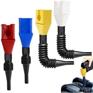 Dailygoods – Flexible Einfülltrichter – Kunststoff-Trichter – Autotrichter – Benzintrichter – Trichter mit Sieb – 4 Stück, robust und faltbar
