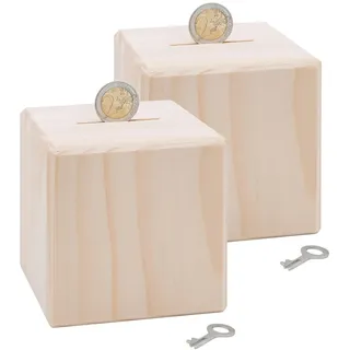 Bärenfreunde - Spardose Kinder aus Holz mit Metallschloss - Spardose zum Sparen für Kinderträume, Geburt und zum Geburtstag für die Kleinen fürs Taschengeld (Natur, Doppelpack)