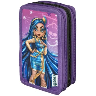 Scooli Federmäppchen "Tripledecker, Monster High" befüllt, inklusive Geodreieck, monster high