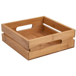1 Stück - Tragbare Box 20 x 20 x 7 cm Natur Bambus