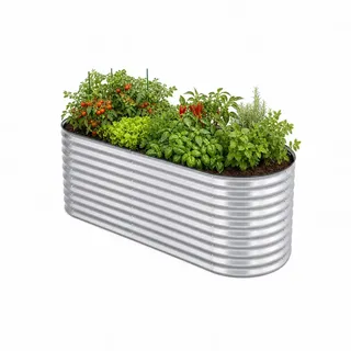 HomeLuxWorld Hochbeet Metall, oval, wasserfest, Silber 160x80x80cm | Verzinkter Stahl, wetterfest & rostfrei, XXL Pflanzfläche, inkl Nagetierschutz, inkl Kantenschutz & Handschuhe, ergonomisch