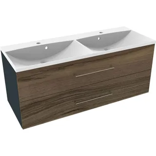 Waschtisch WELLTIME "Lacona", grau (korpus anthrazit matt, front optik nussbaum, anthrazit matt), B:120cm H:50,8cm T:46cm, Waschtische, Waschtisch