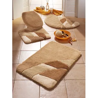 Badematte HAGEMANN Gr. 4, beige, WC-Vorleger quadratisch ohne Ausschnitt (50cm x 50cm), 1 Stk., Badematten, Badematte